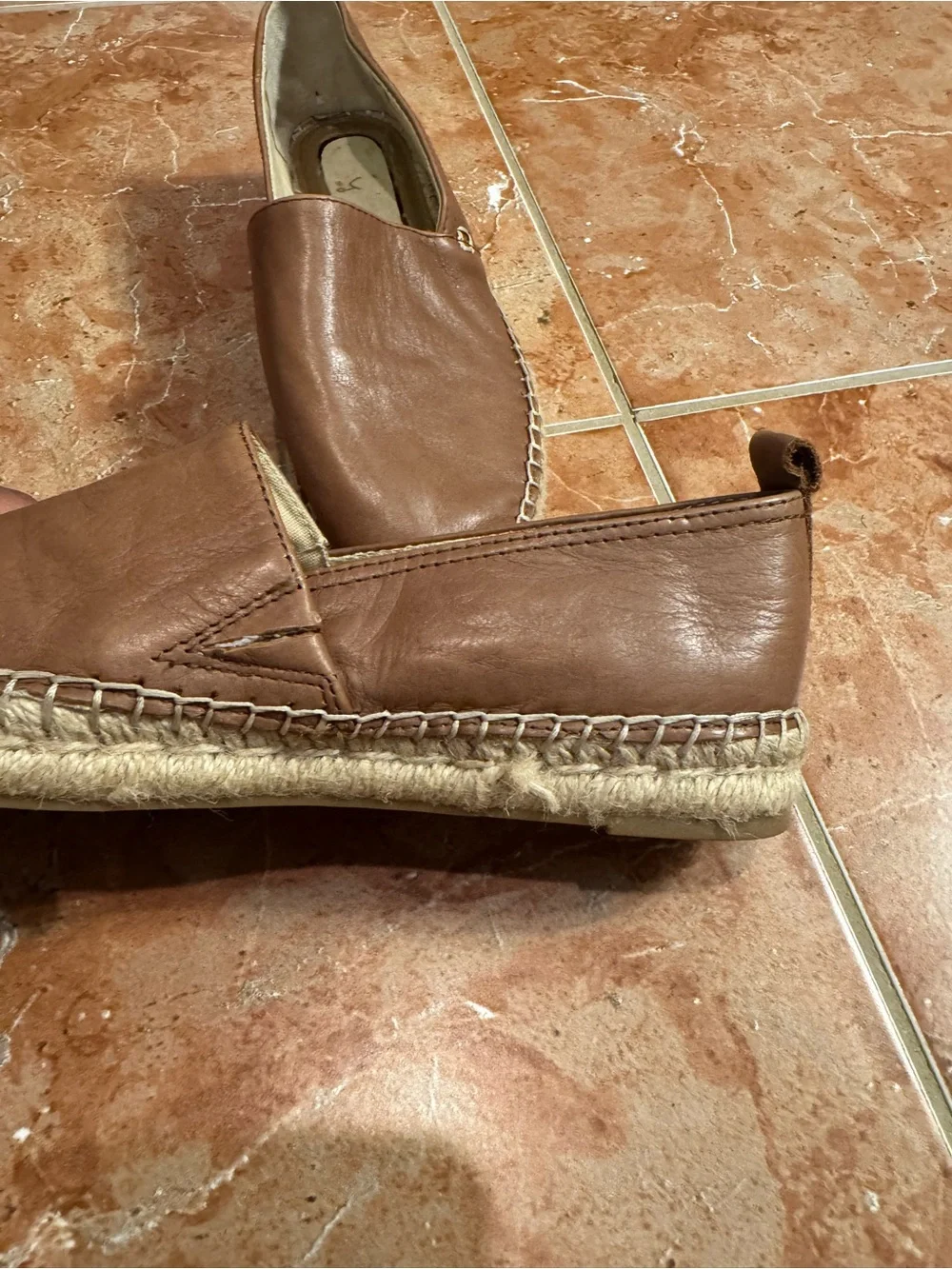 Sam Edelman Khloe Carmel Brown Soft Leather Espadrilles Slip On Size 6
